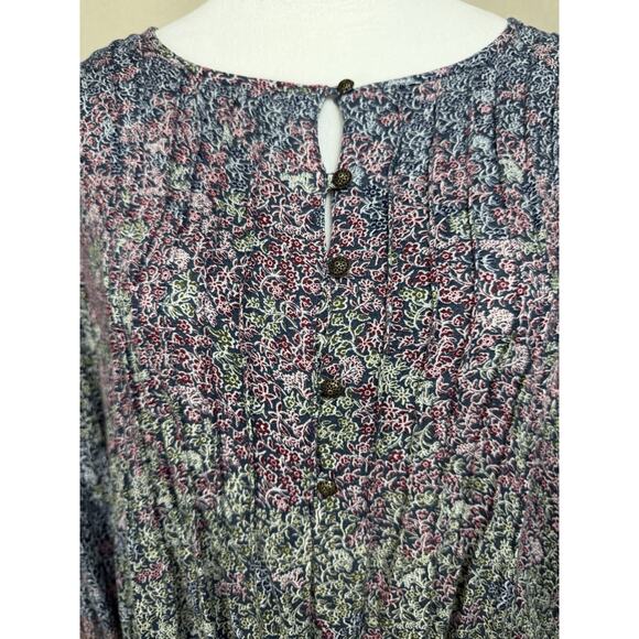 Lucky Brand Women's Top Plus Sz 1X Blue Floral Ombre' Lightweight Long Sleeves - Picture 2 of 16